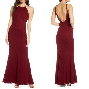Lulu’s Ephemeral Allure Lace Maxi Dress Open Back